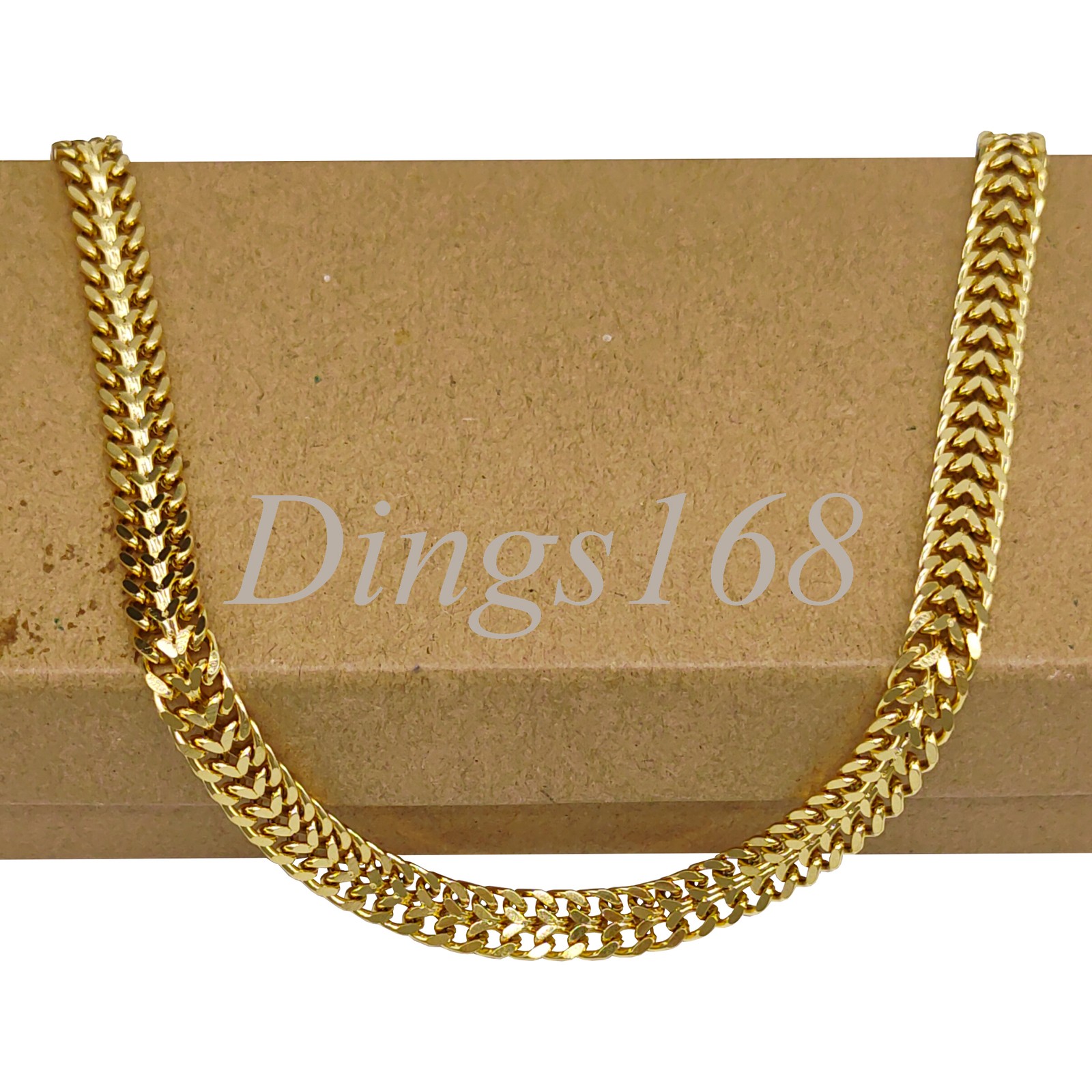 18K Yellow Gold Filled 14″/16″ Double-Layer 6mm Cuban Curb Choker Chain Necklace