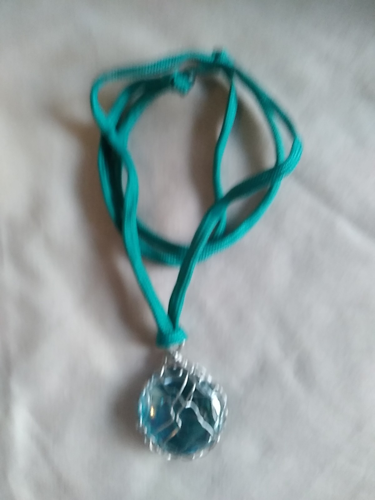 Boho Necklace Wire Wrapped Glass Pendant Necklace 19″ Gift