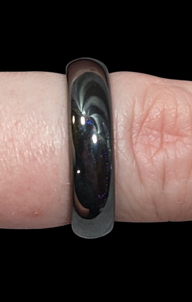 Solid Hematite Magnetic Polished Ring Size 11