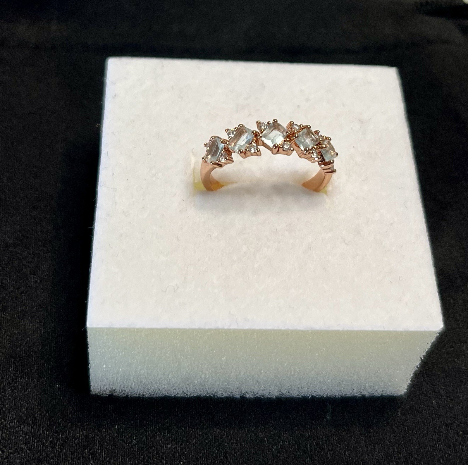Bomb Party Baguette Cut Cluster Ring Size 8 Light Blue Stone