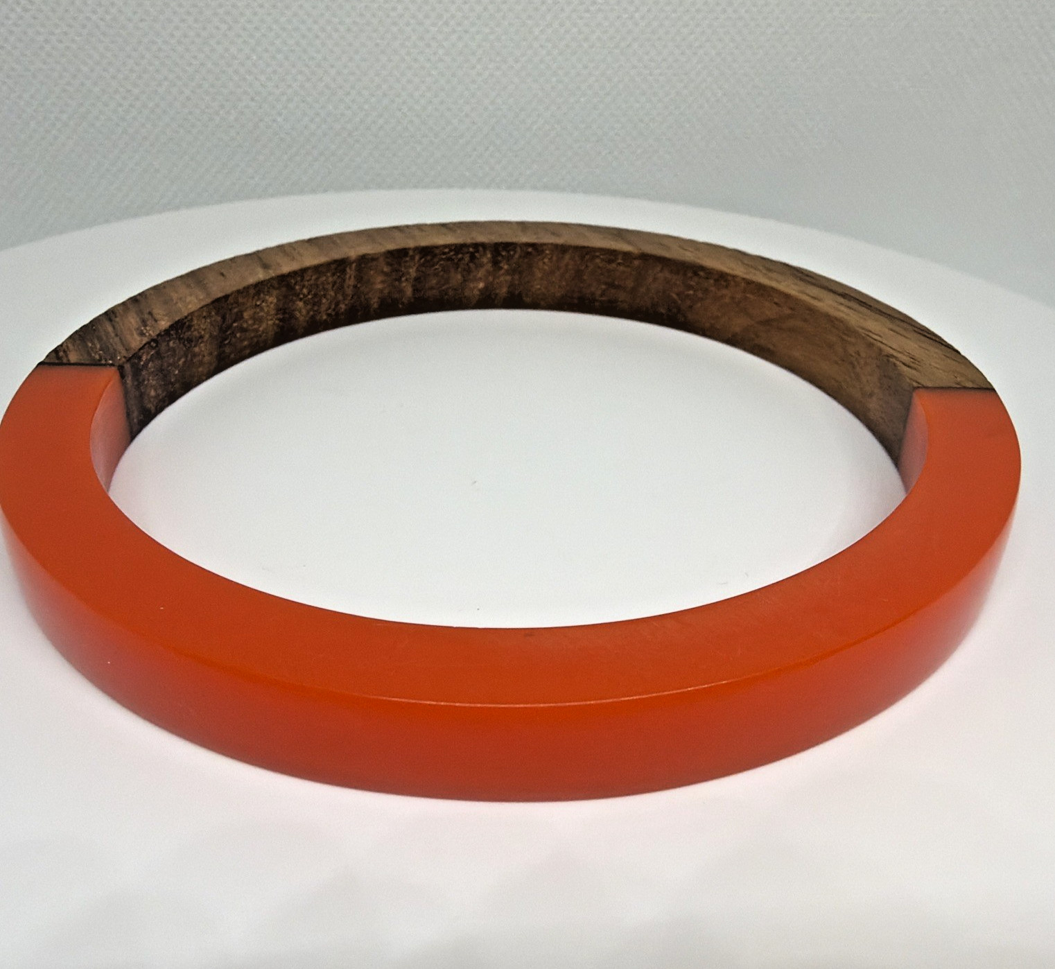 Mod Retro Wood & Resin Bangle Bracelets Stackable Mid-Century Style Set of 4