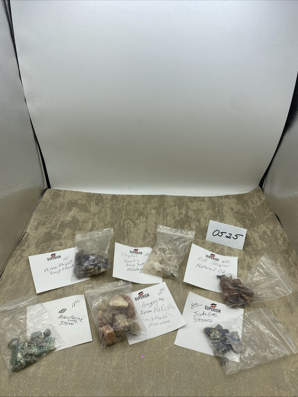 6 Bags Of Assorted Crystals (Separated)Contains Sodalite Moonstone +~See Pics