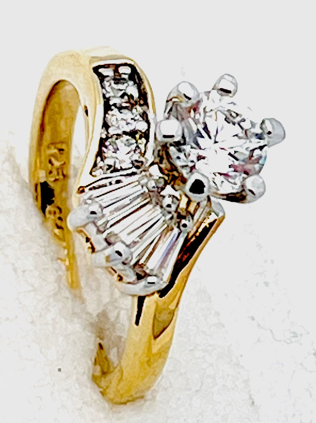 DaneCraft 24KT Gold Over Sterling 4.3 Gr 4 Round 3 Baguette CZ Ring Sz 7 1/2