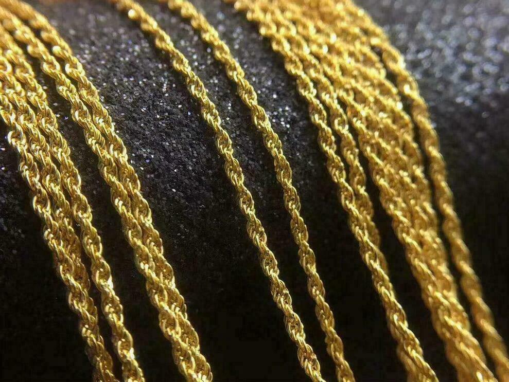 100% Pure 18K Yellow Gold Necklace Au750 Twisted Rope Chain 45cm 18K GOLD