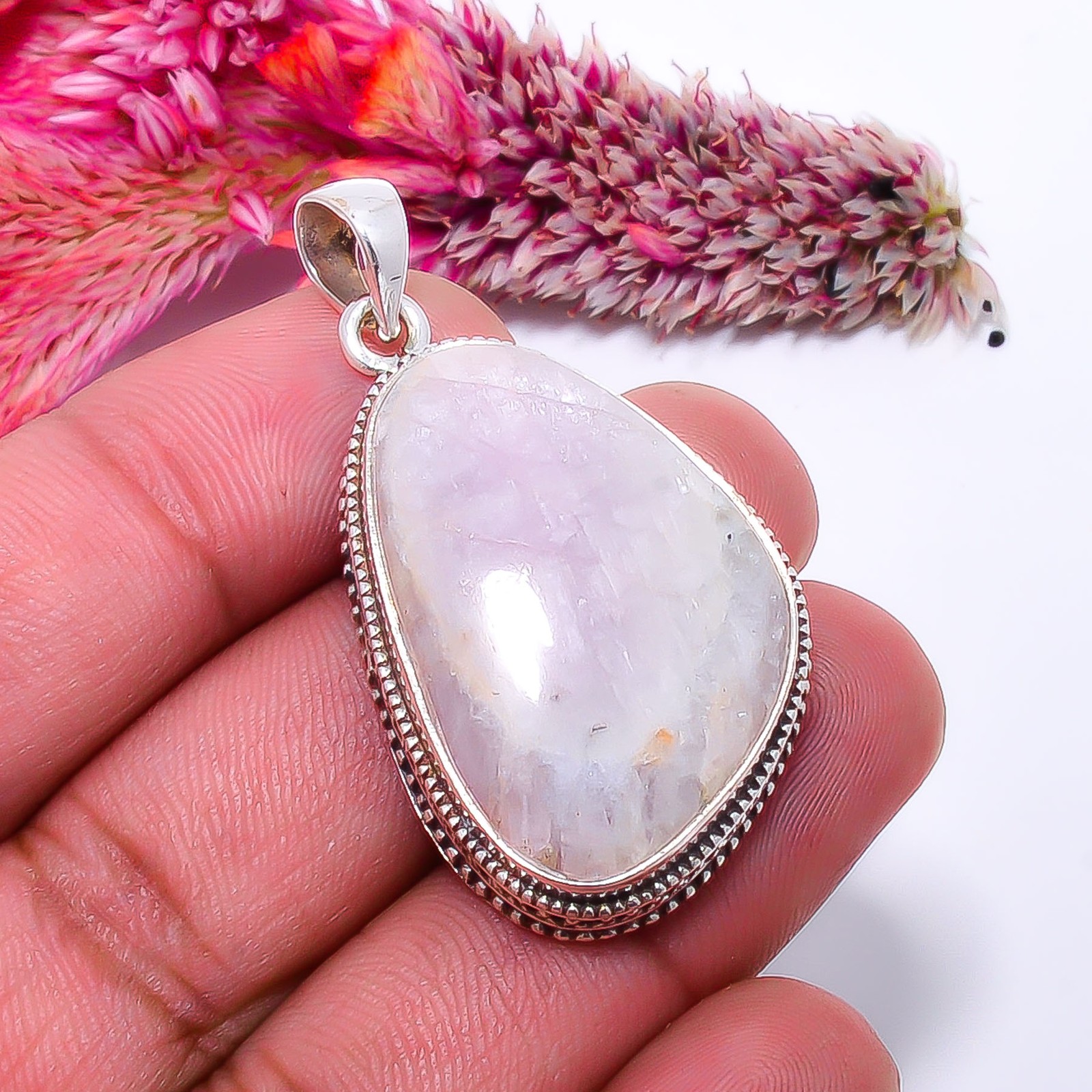 Pink Kunzite – Laghmanfine Art 925 Sterling Silver Pendant 1.79″ P10373114537