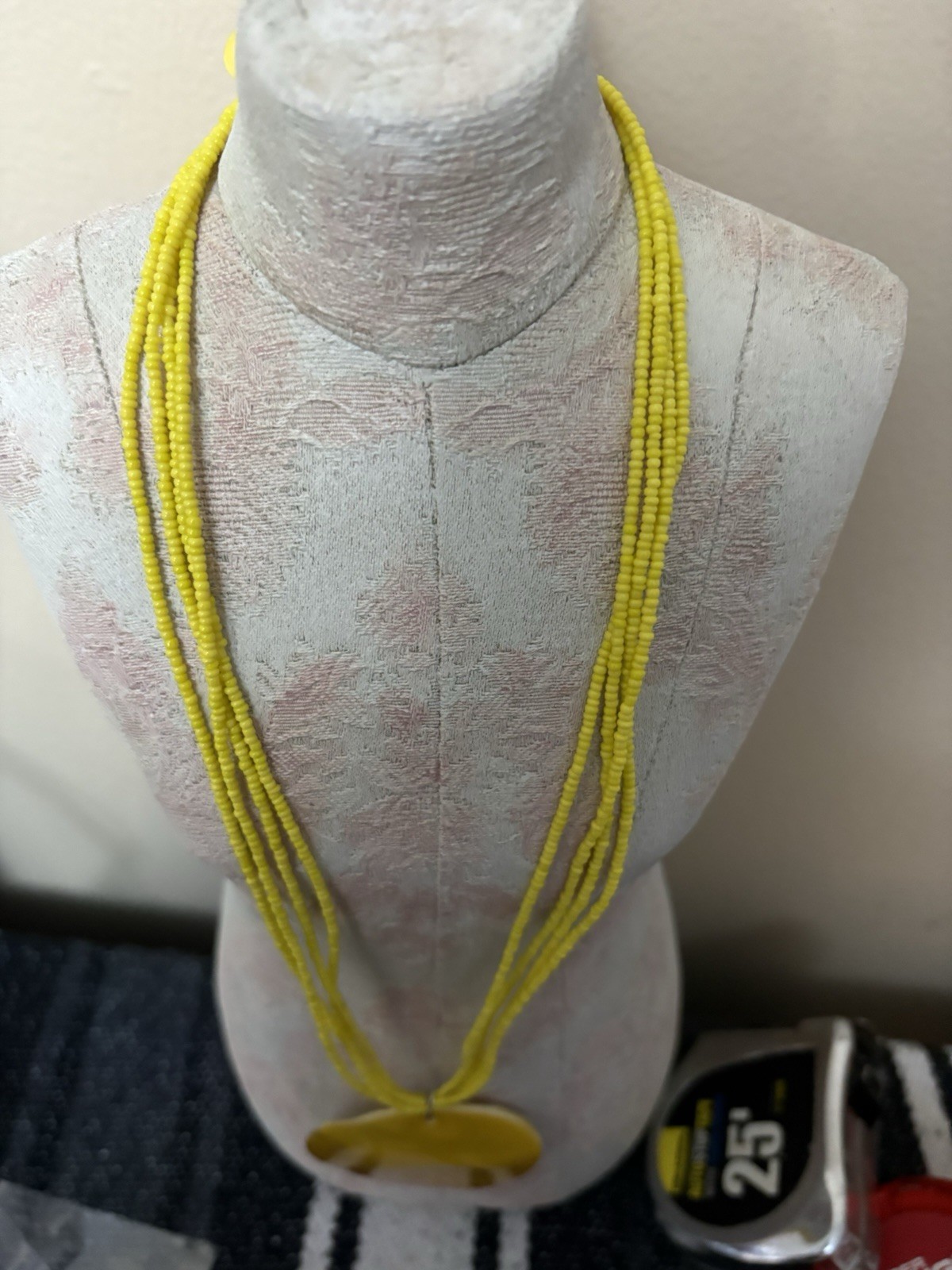 Beautiful Yellow Beaded Chain With Yellow Pendant Shell