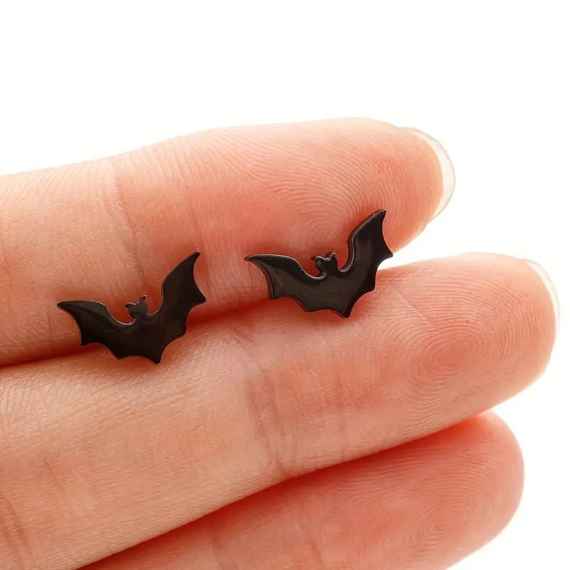 🦇 BAT STUD EARRINGS — Halloween & Gothic Stainless Steel Jewelry US Seller