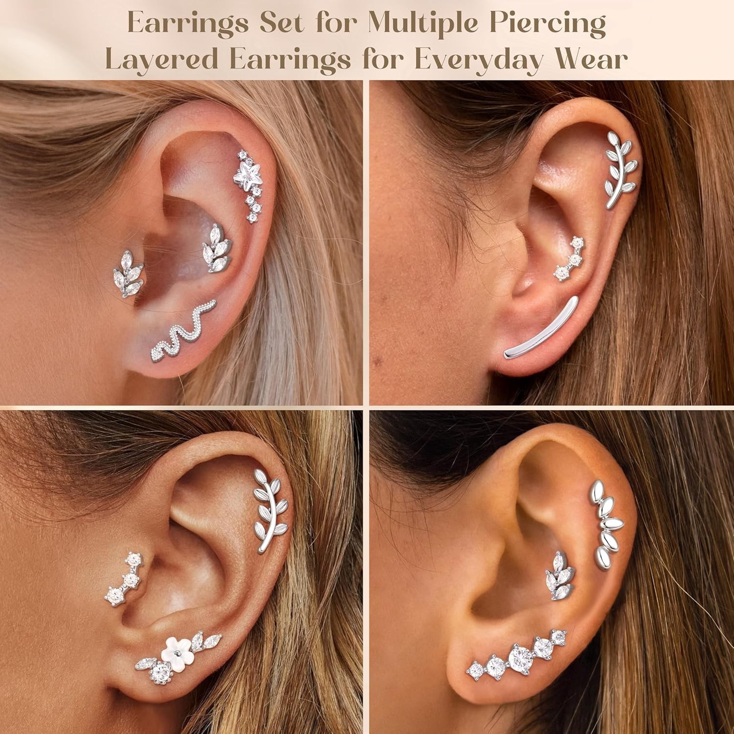 9Pcs Flat Back Cartilage Earrings for Women Trendy 16G Tragus Conch Helix Pie…