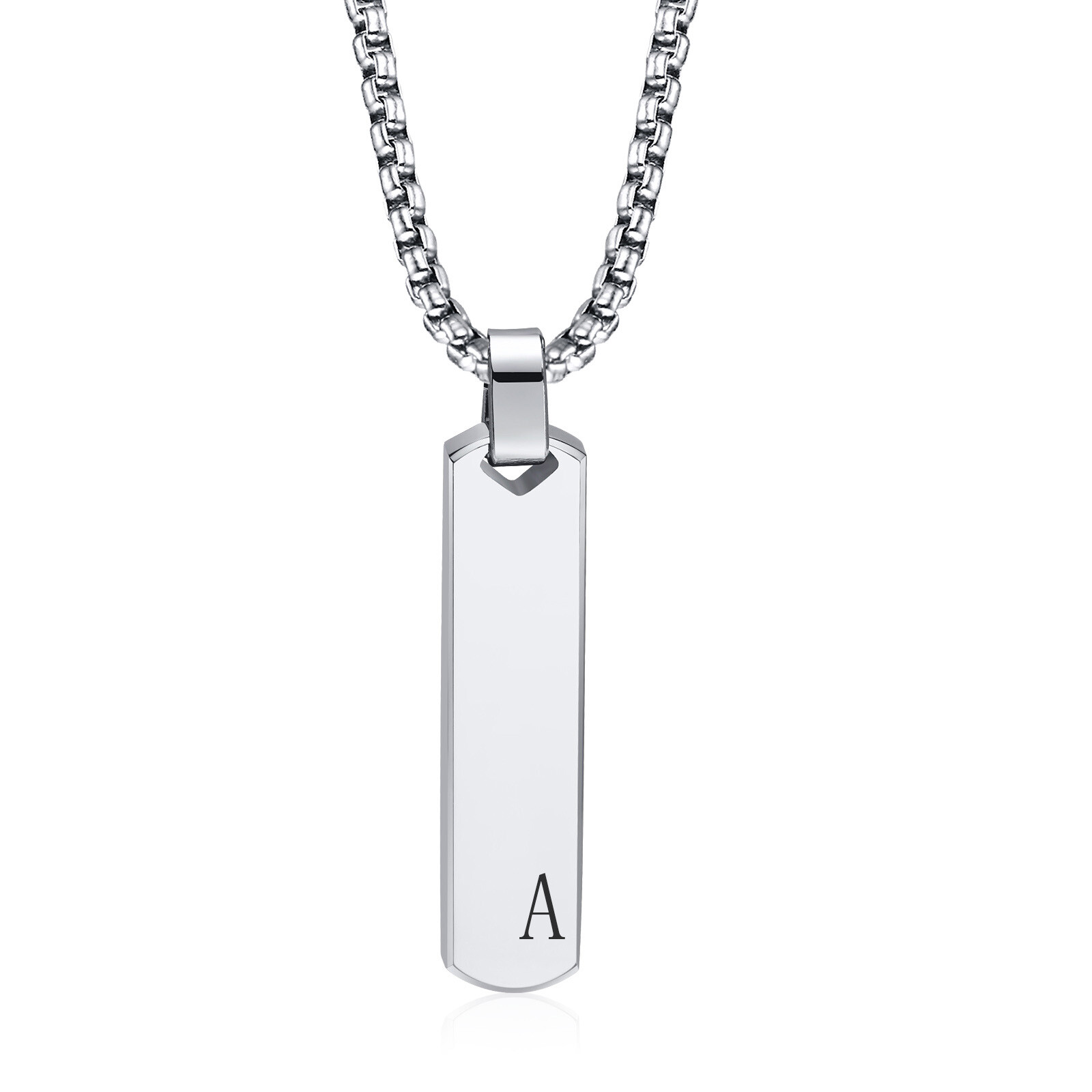 Initial Bar Necklace for Men Personalized A-Z Letters Casual Simple Pendant