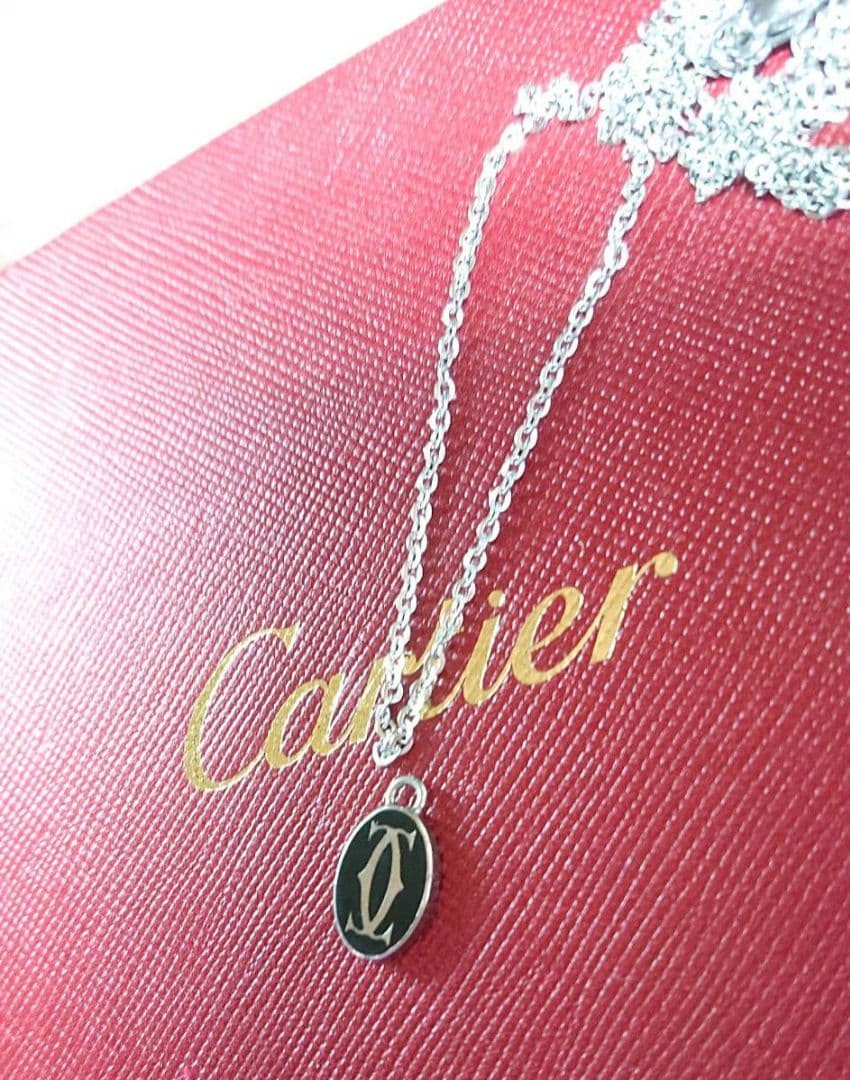 Cartier 2C Double C Motif Silver Logo Charm Height 1.4 cm Width 0.8 cm Unisex