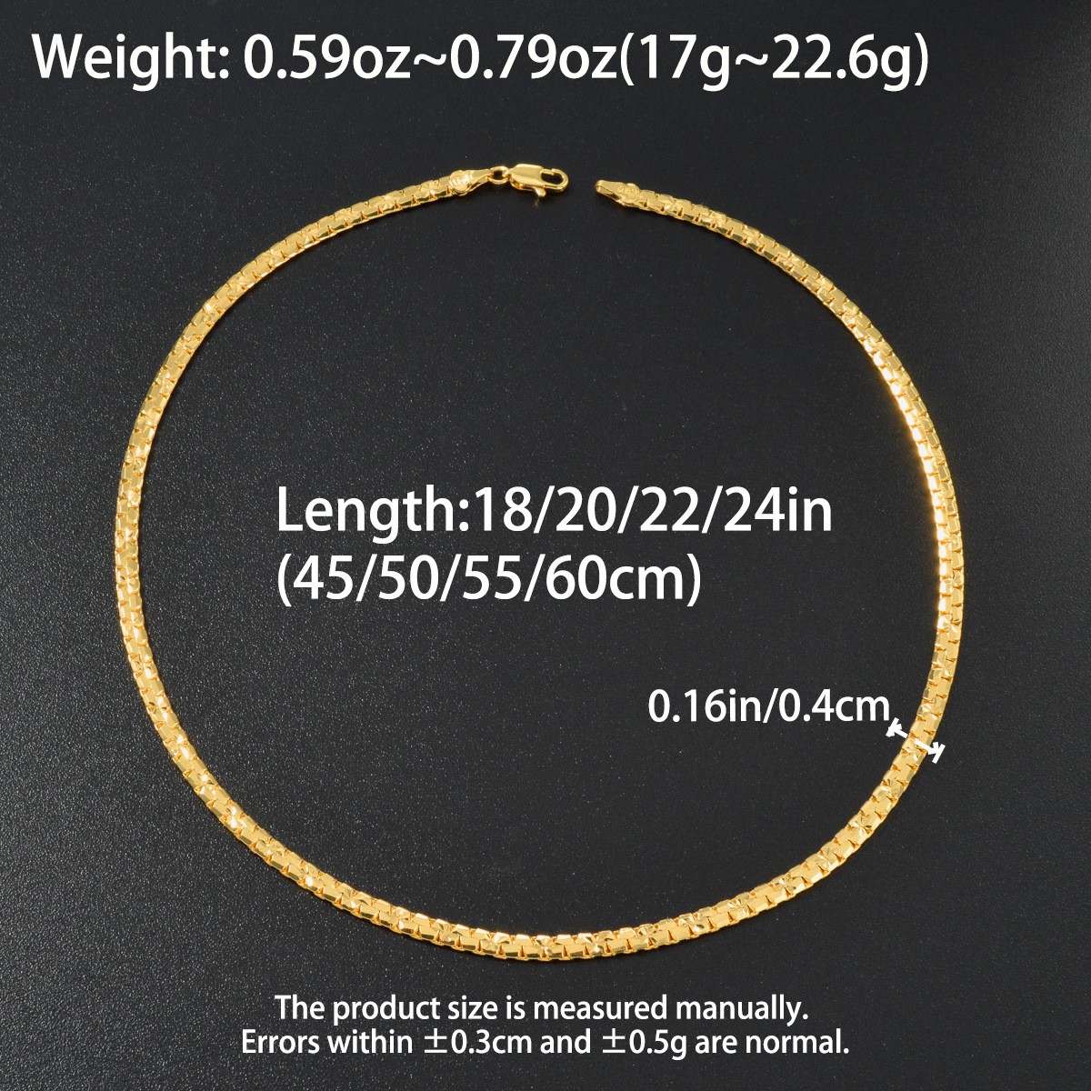 18K Gold Italian Flat Chain Necklace Super Shiny Unisex Stackable Jewelry 4mm