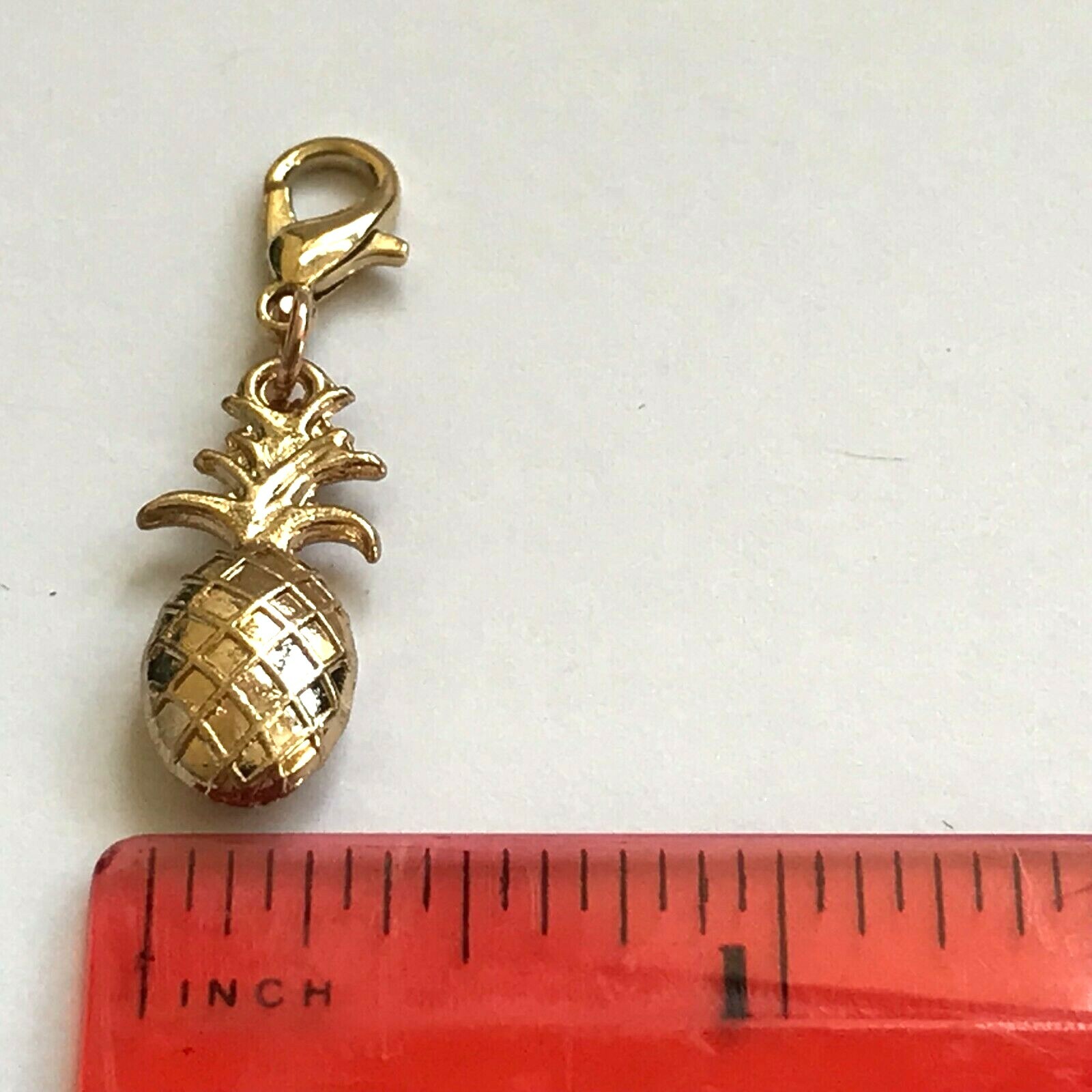 Gold Pineapple Charm Clip On Zipper Pull Purse Hawaiian Island Life Plated