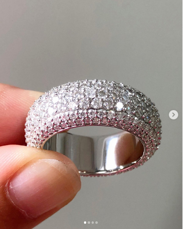3CT Round Simulated Diamond Full Eternity Wedding Band Ring14K White Gold Plated