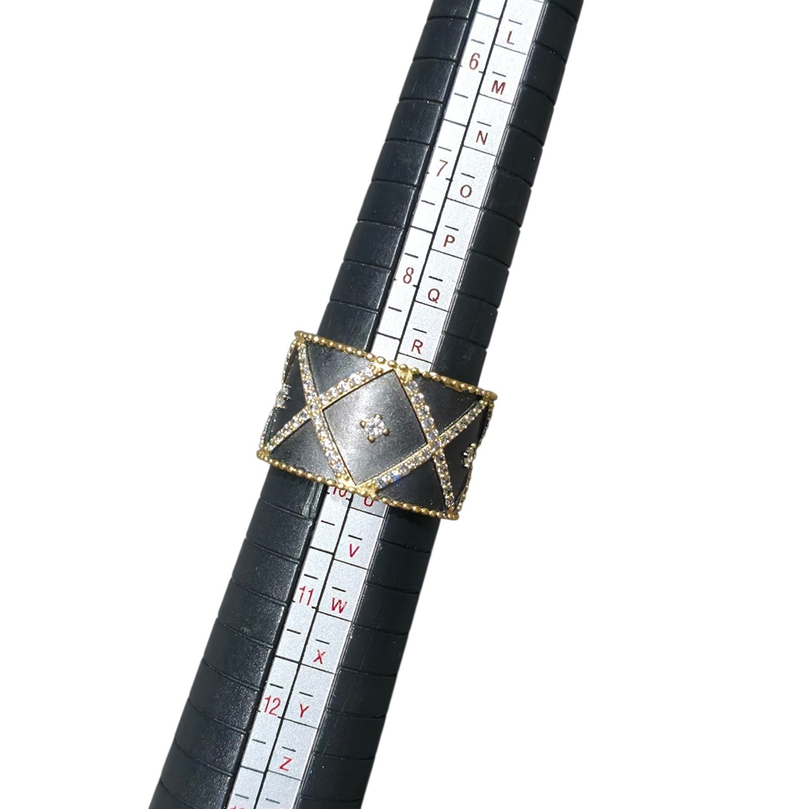 Freida Rothman All-Time Favorite Cigar Band Ring Black Gold Tone CZ Statement R