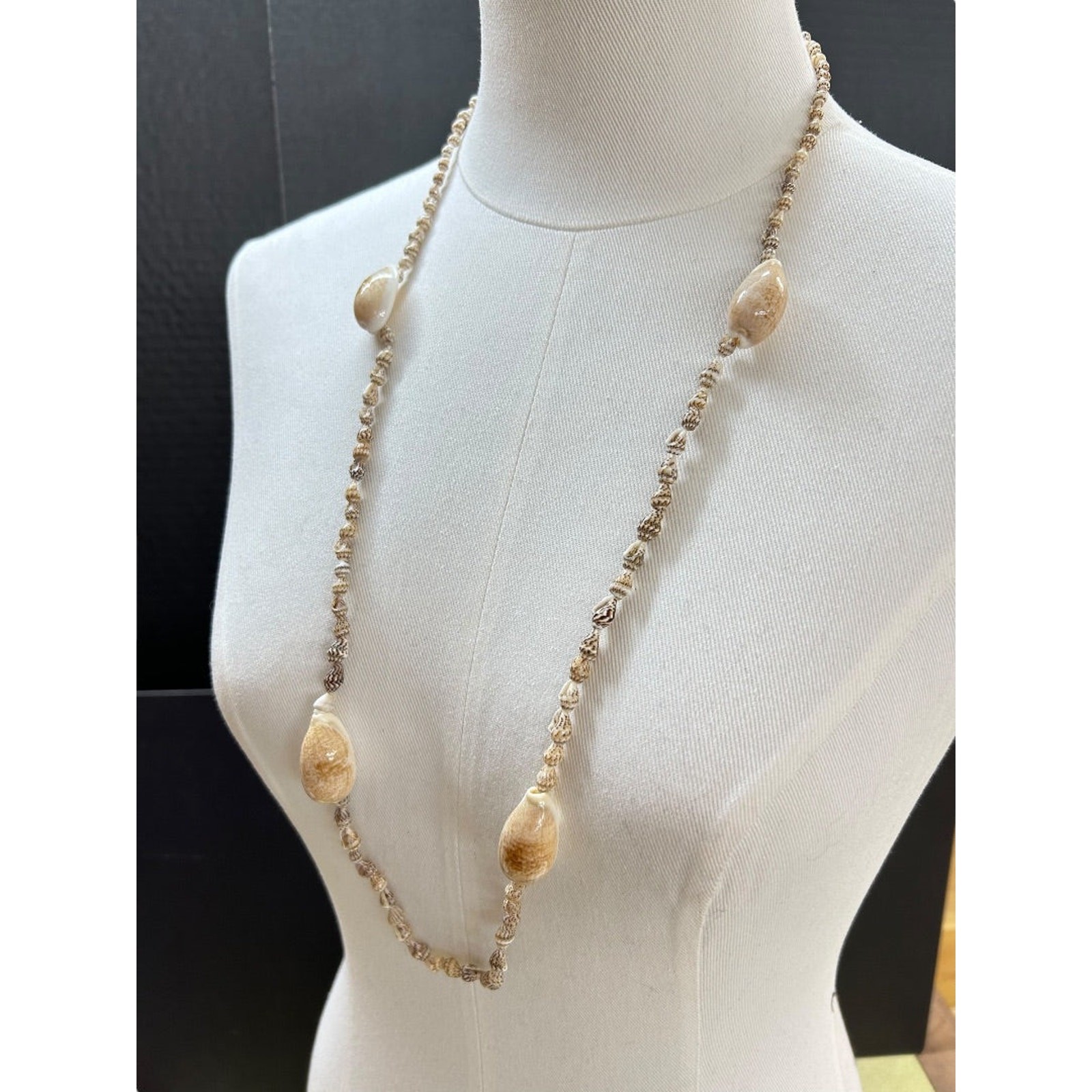 Shell Necklace Beach Overhead Seashells Strand String 34 Inch