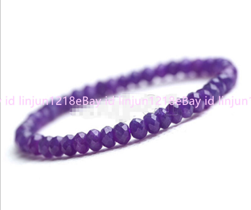 Natural 2x4mm Faceted Purple Amethyst Gemstone Beads Stretchy Bracelet 7.5”