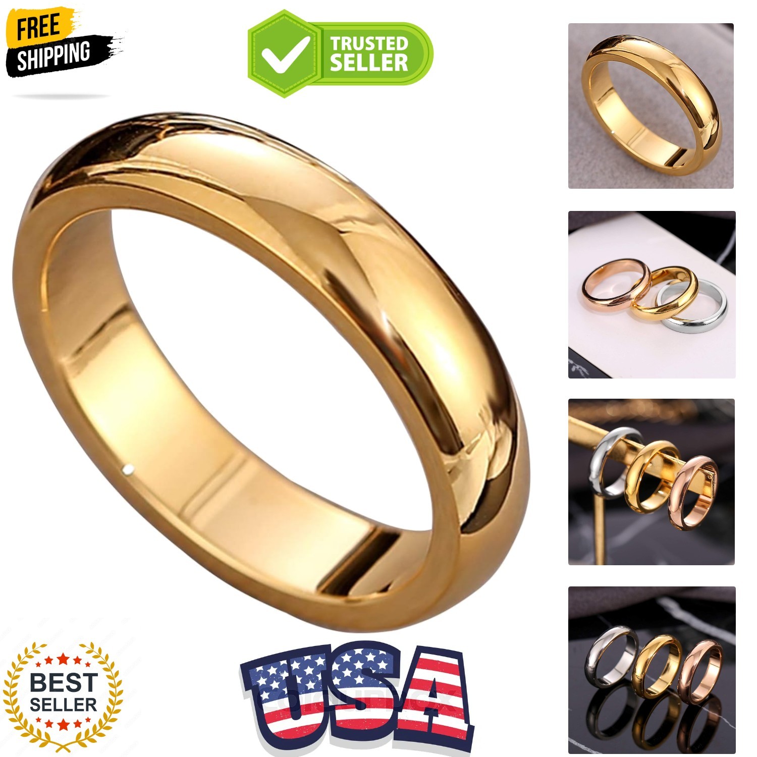 2 MM 4 MM Stainless Steel Ring Jewel Roman Numerals Stackable High Polish Pla…