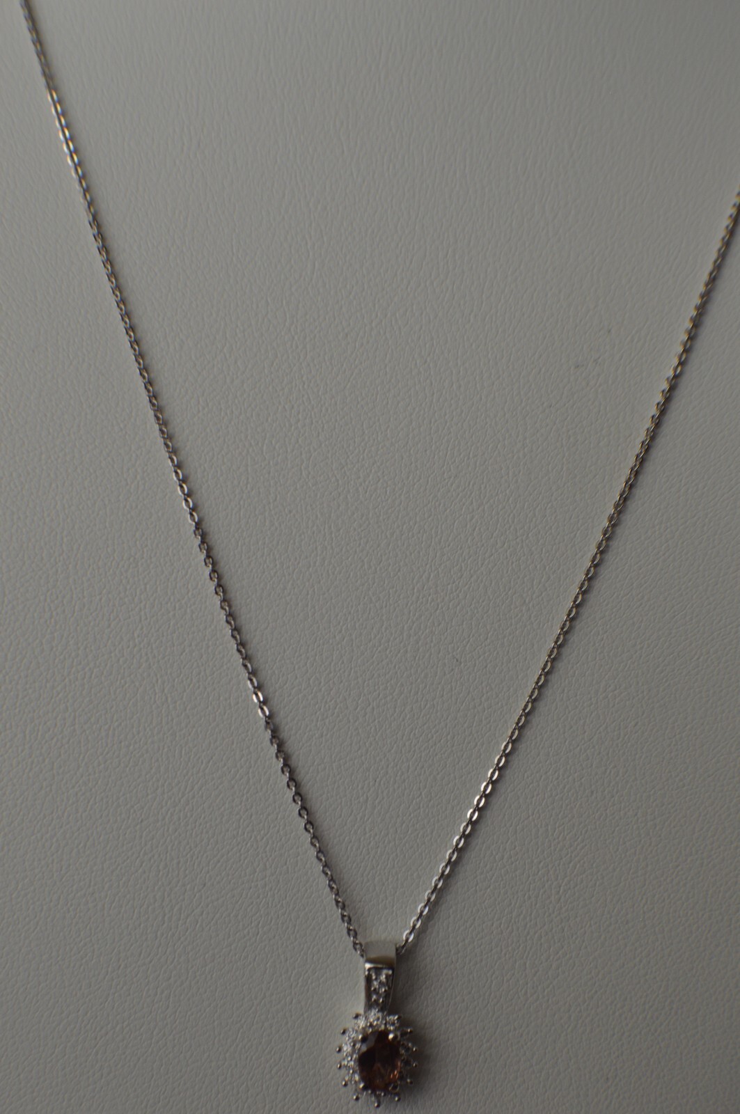 0.65ct Blush Apatite / Moissanite Pendant w/ 20″ Chain Platinum over Fine Silver