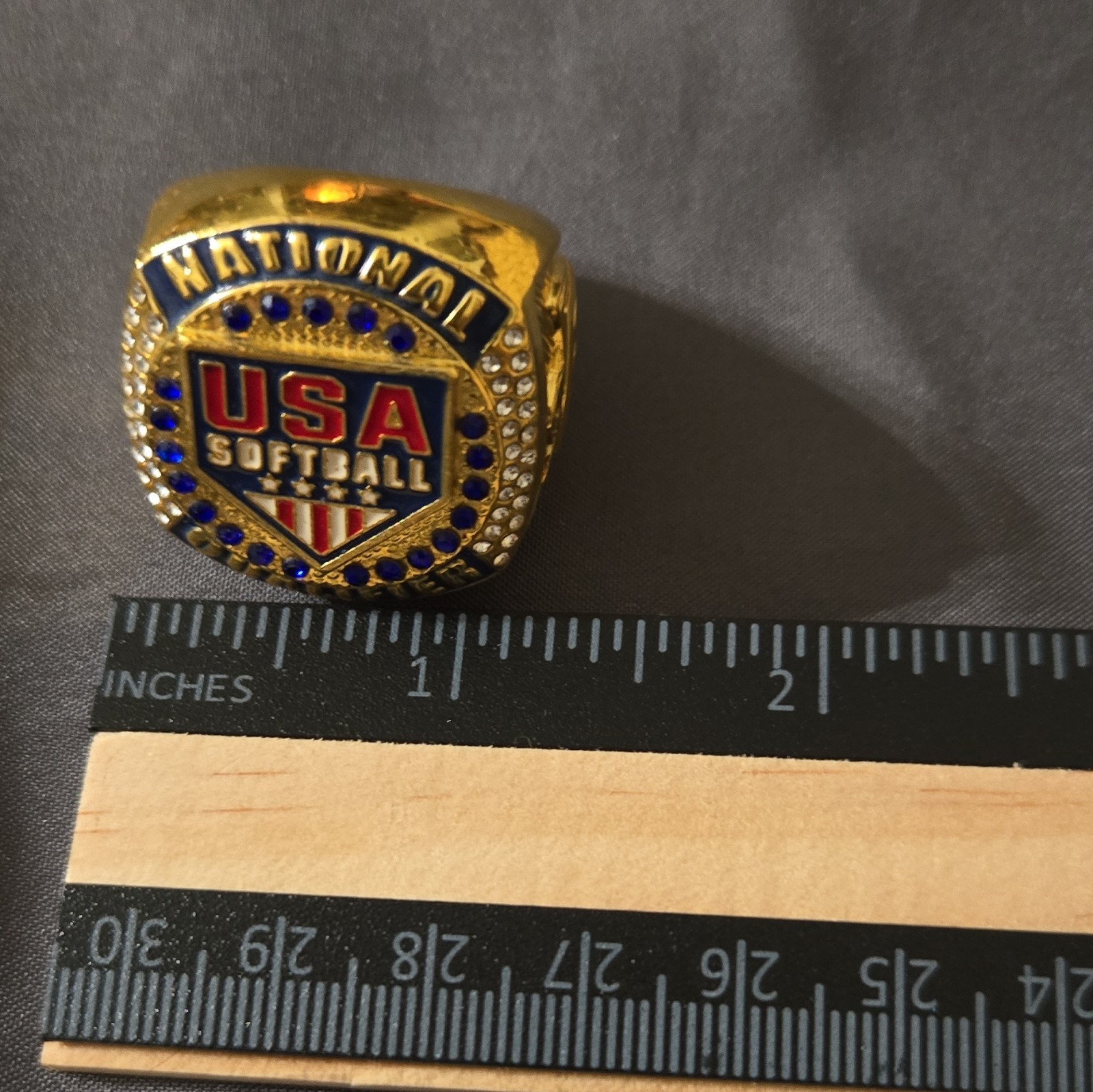 USA Softball National Qualifier Championship Ring Gold Tone Engraved