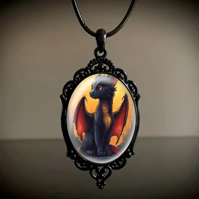 Cute Young Baby Dragon Hatchling, Pendant Necklace. Jewelry, Gothic. #7