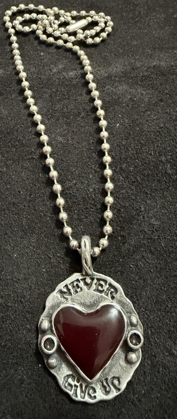 Sweet Bird Studios Virgin And Heart Necklace Double Sided Preowned