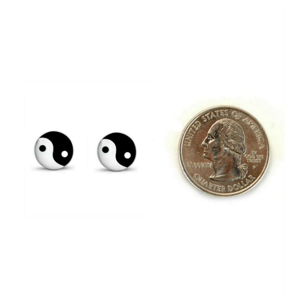 STAINLESS STEEL YIN YANG EARRINGS 10mm Balance Tai Chi Martial Arts Stud Post