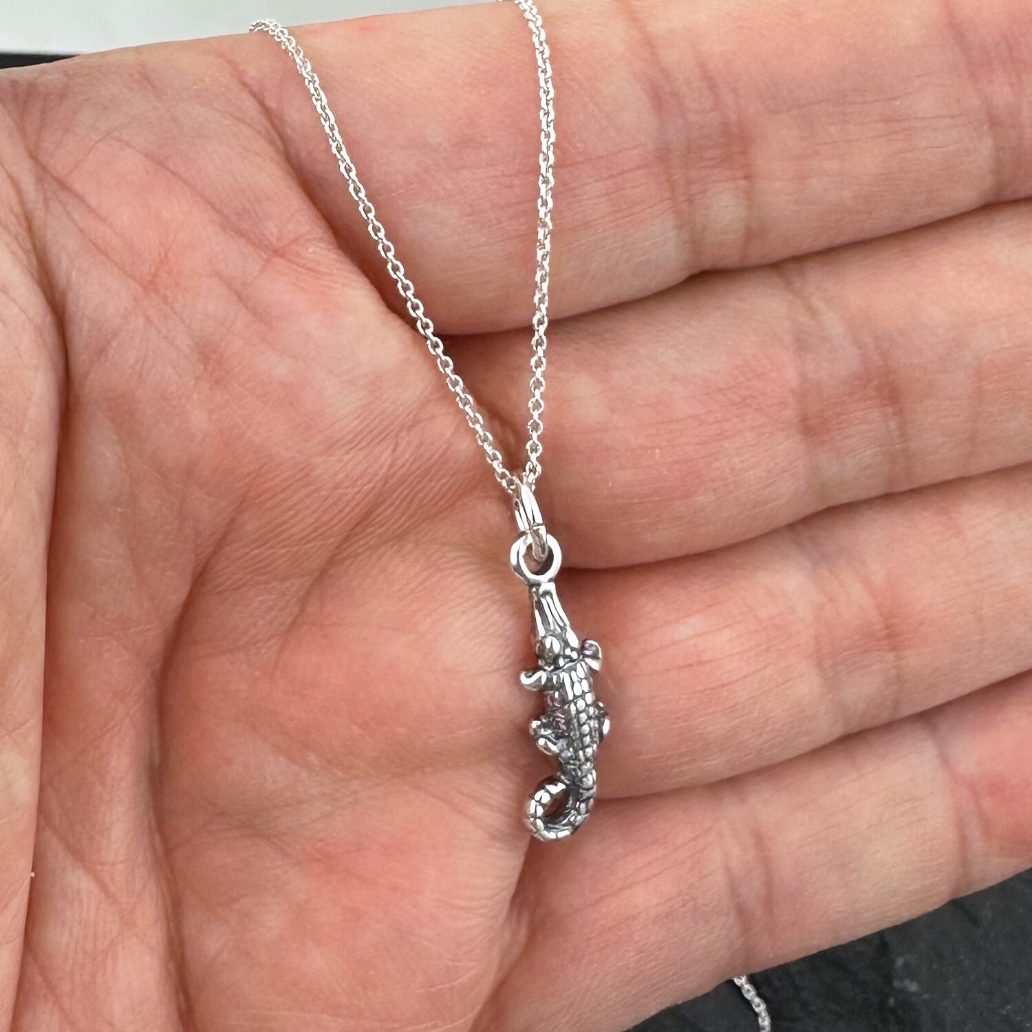925 Sterling Silver Gator Charm with Necklace Florida Gators Alligator