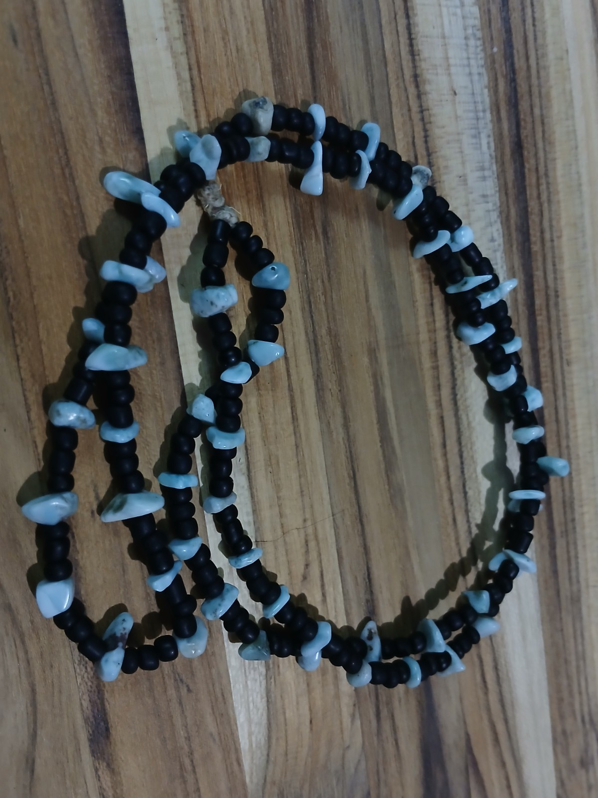 glass beaded necklace Hemp Amazonite Mens Womens Unisex Hippie Boho Layering