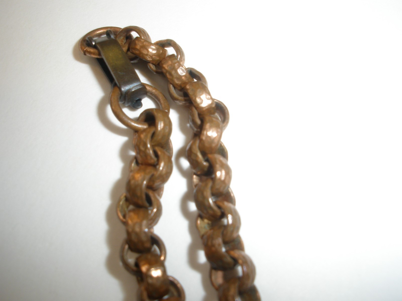 Solid Copper Geometric Unisex Pendant Heavy Link Chain Necklace 18” Vintage
