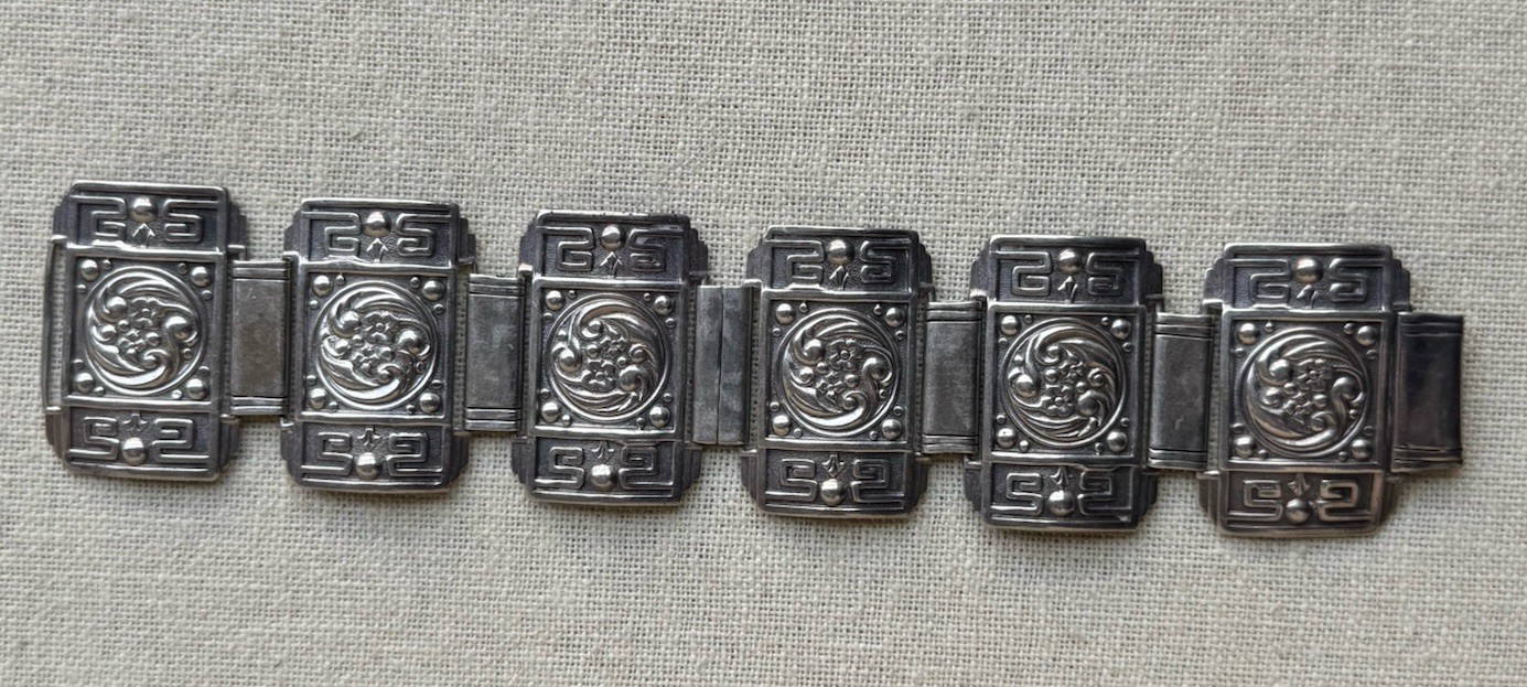 Vintage Candida Sterling Silver 63.6 gr Panel Wide Bracelet #1