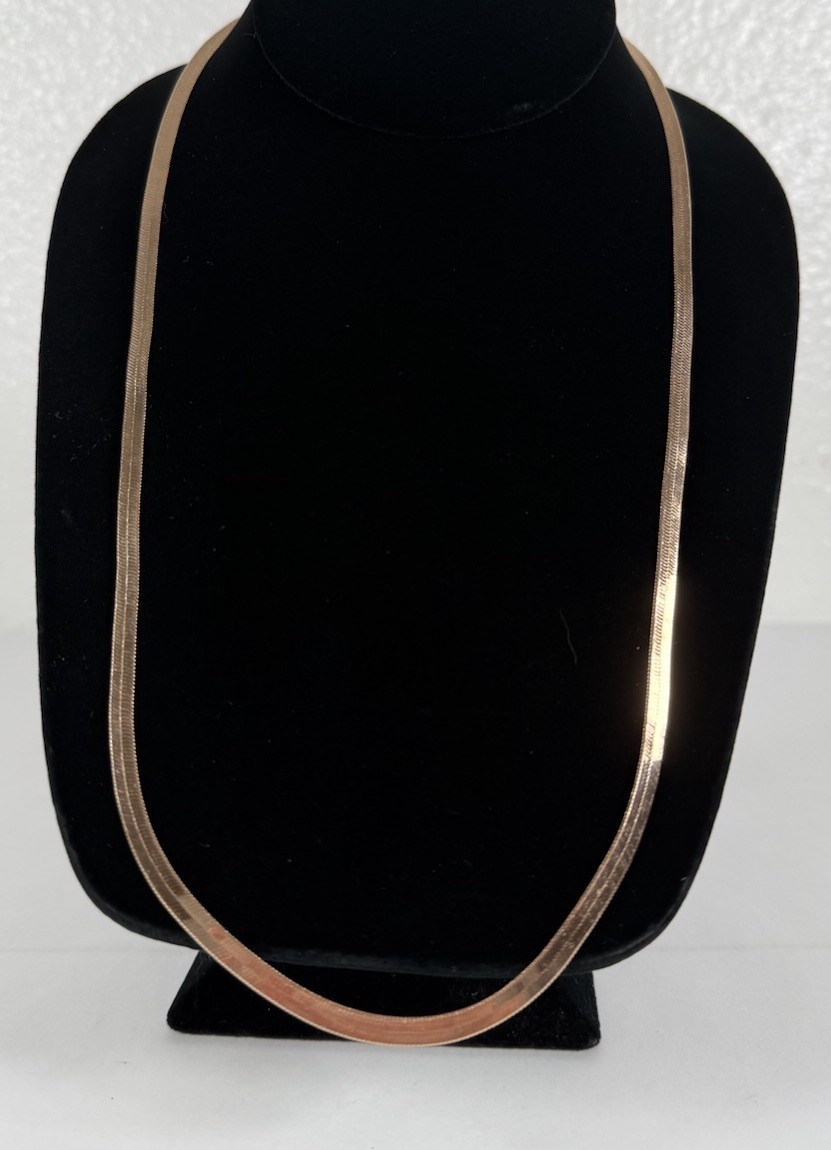 NEW 14k Gold Plated Herringbone Flat Necklace Chain 23.5”