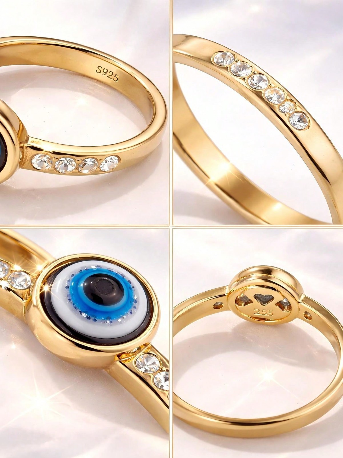 1pc Minimalist Evil Eye Ring For Men & Women, Gold Silver Tone, Sizes 5-10