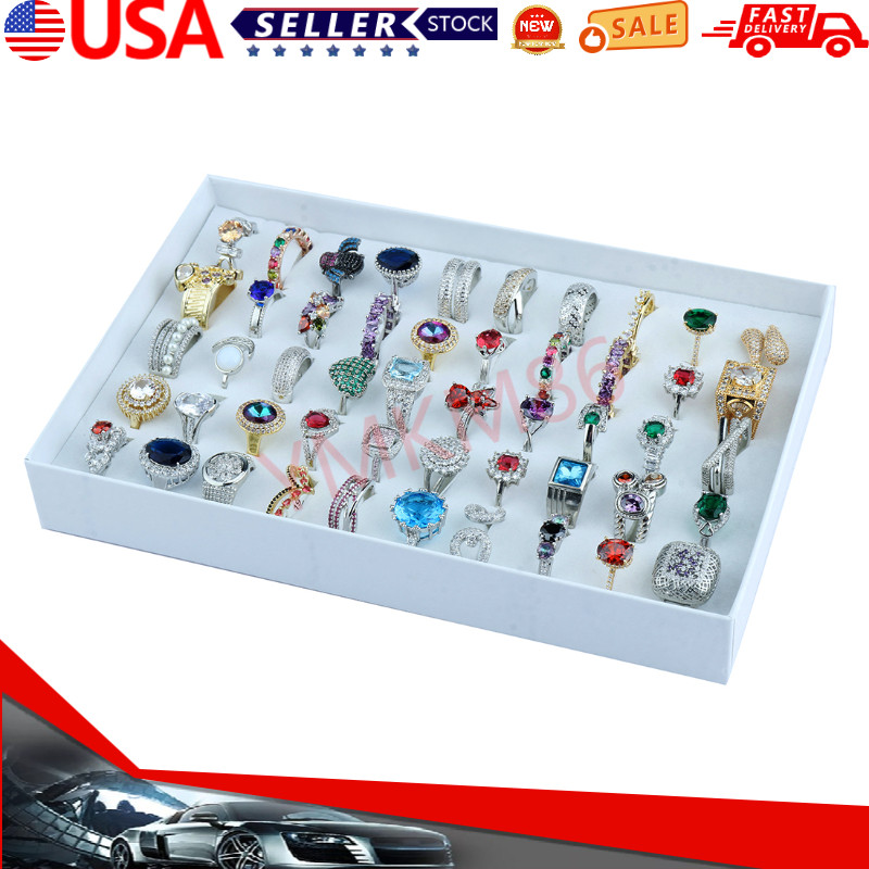 50PCS Wholesale Colorful Crystal Mixed Rings Bulk Finger Band Ring Jewelry Lot
