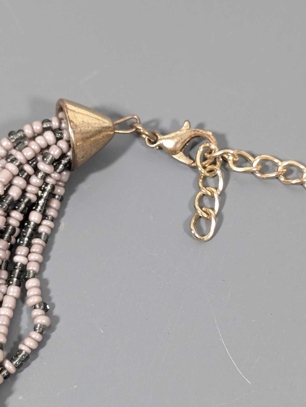 Boho Western Two Tone Multi Strand Beaded necklace 21 in