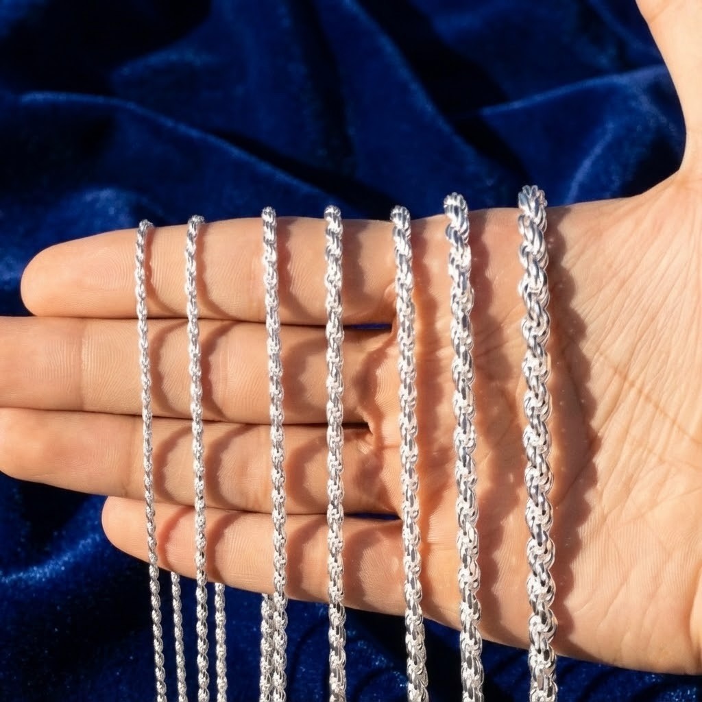 925 Sterling Silver HSP Rope Chain Heavy Solid Necklace 2-5mm 18-24″