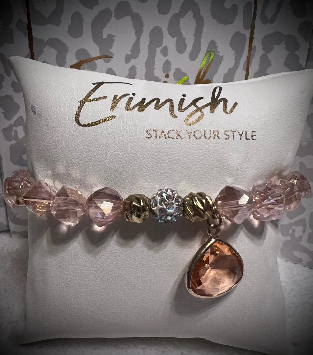 NEW! ERIMISH BRACELET- Pink & Gold W/ Charm Extended Or Regular