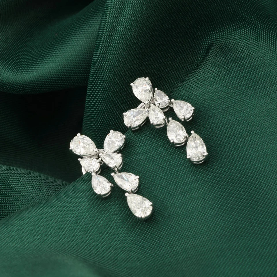 925 Silver moissinite fancy cut earring, for regular and party use.