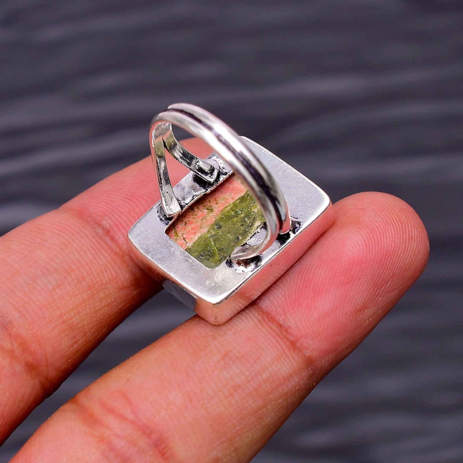 Unakite Gemstone : 925 Sterling Silver Jewelry Ring Size 7