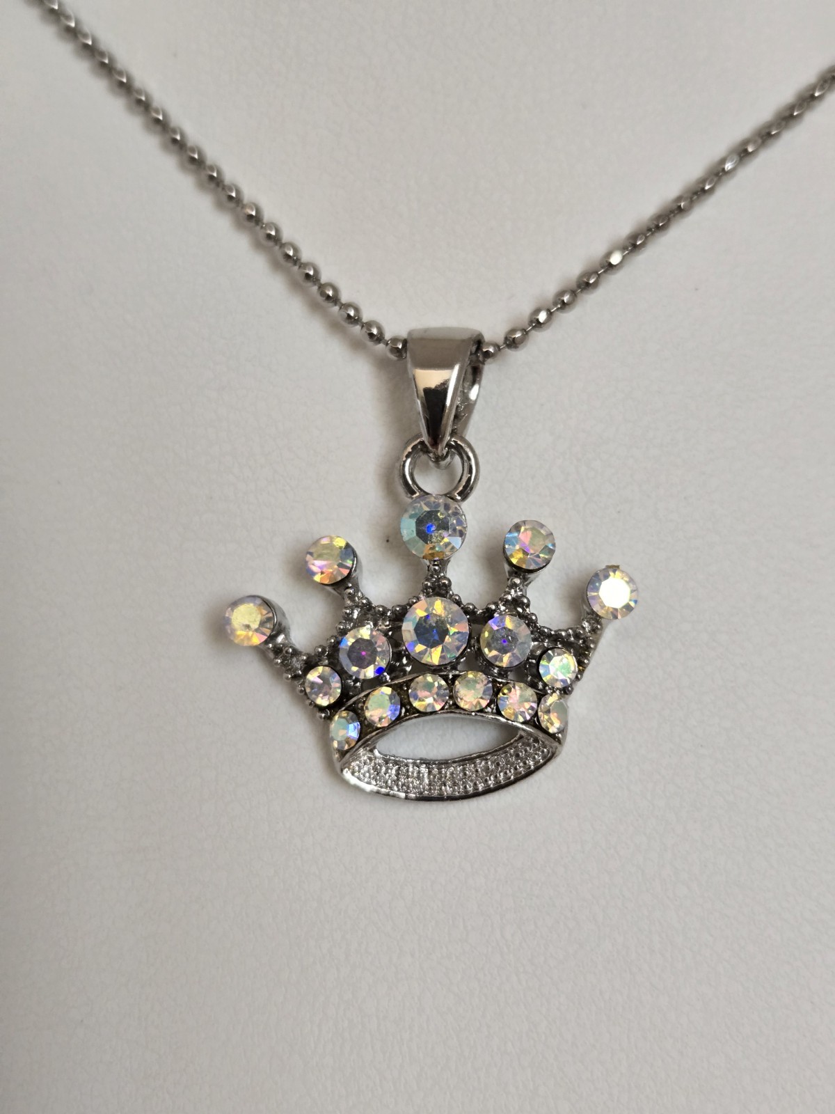 10 Pcs. Silver Crown AB Rhinestone Princess Party Bridal Shower Gifts Necklaces