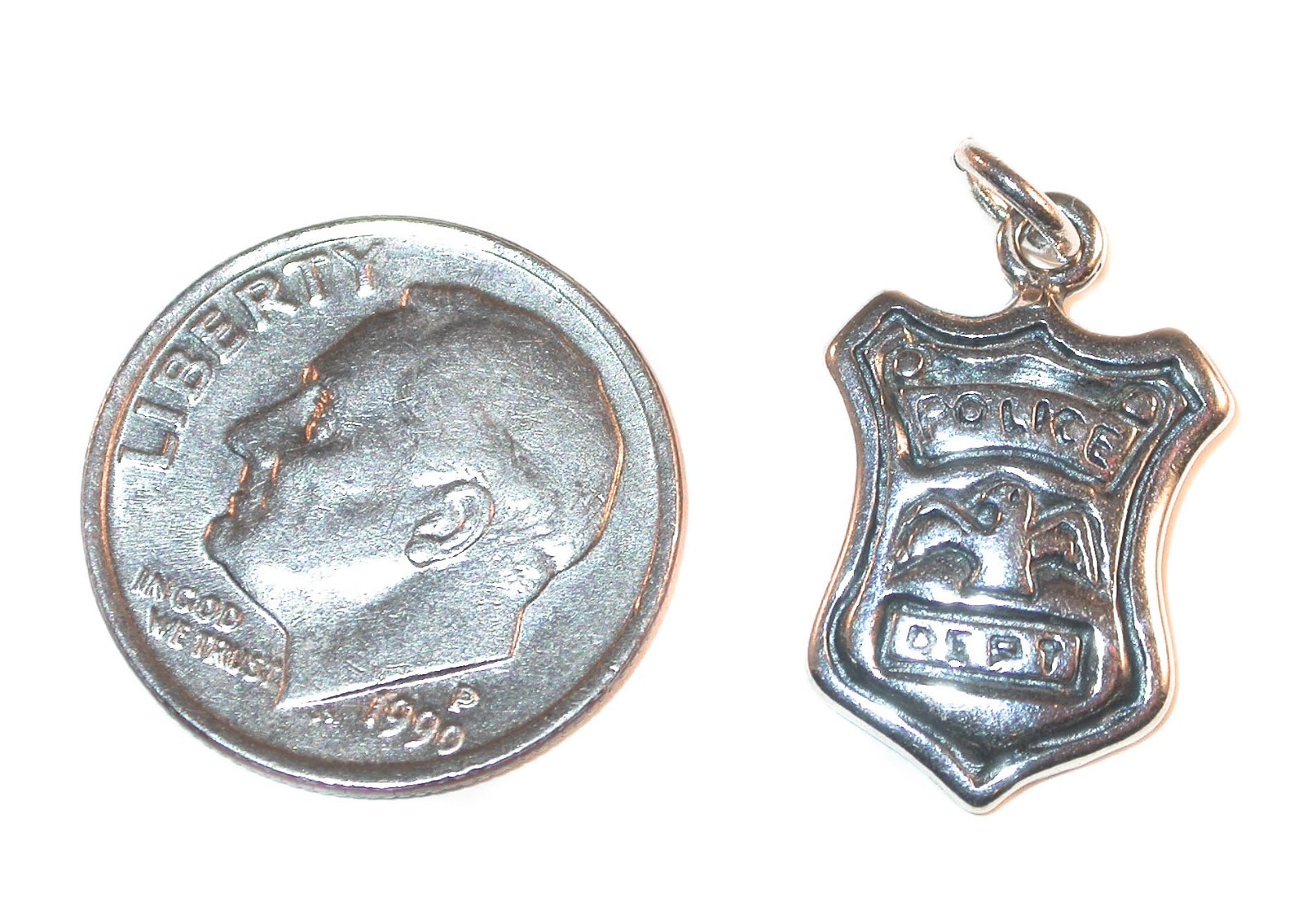 .925 STERLING SILVER CHARM Policeman Shield POLICE BADGE