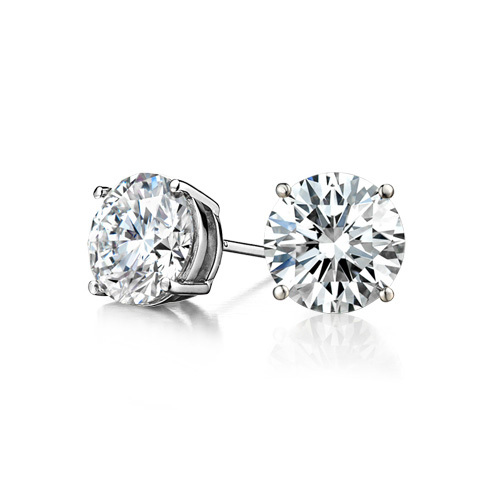 0.25,0.50,1-2-3-4 Carat TCW 3-4-5-6-7-8 mm White Round CZ Silver Stud Earring