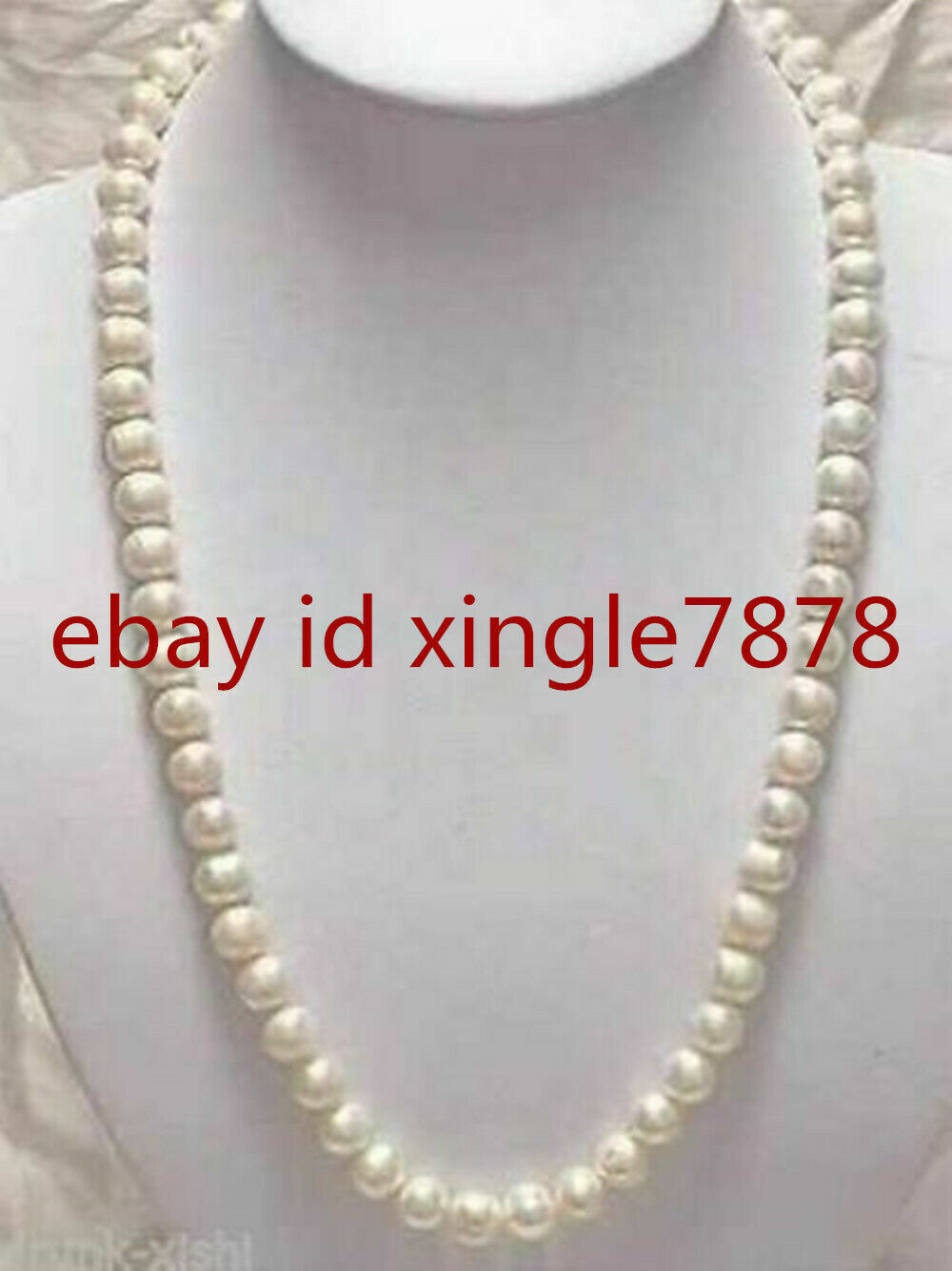 Natural 22 Inch 8-9mm Genuine White Freshwater Cultured Pearl Necklace