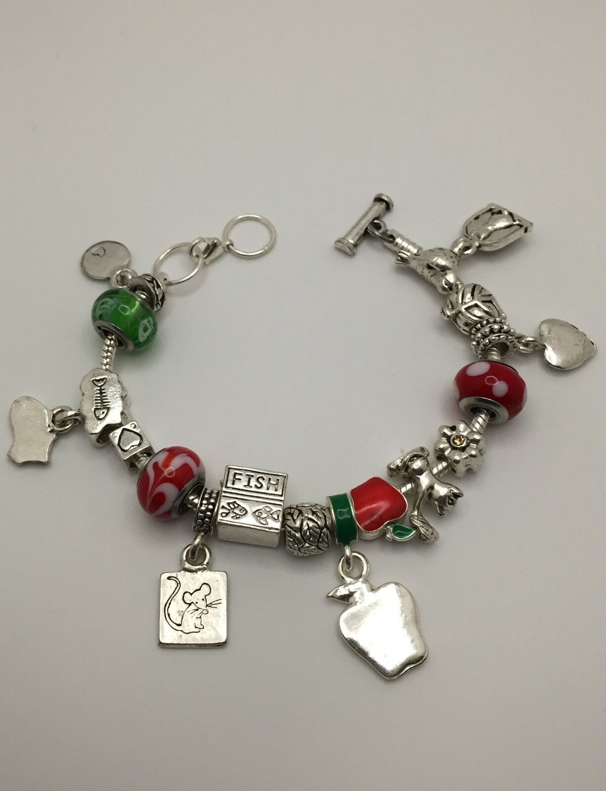 RARE Willabee and Ward Fall Apples Fish Kitten Kitty Cat Animal Charm Bracelet