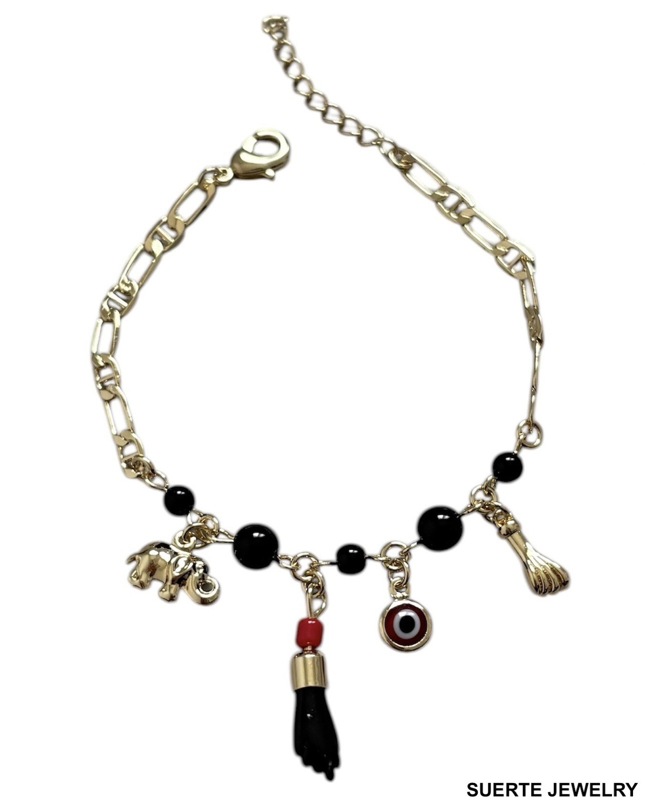 14K Gold Plated Evil Eye Azabache Bracelet Amuleto Mal De Ojo Azabache Pulsera