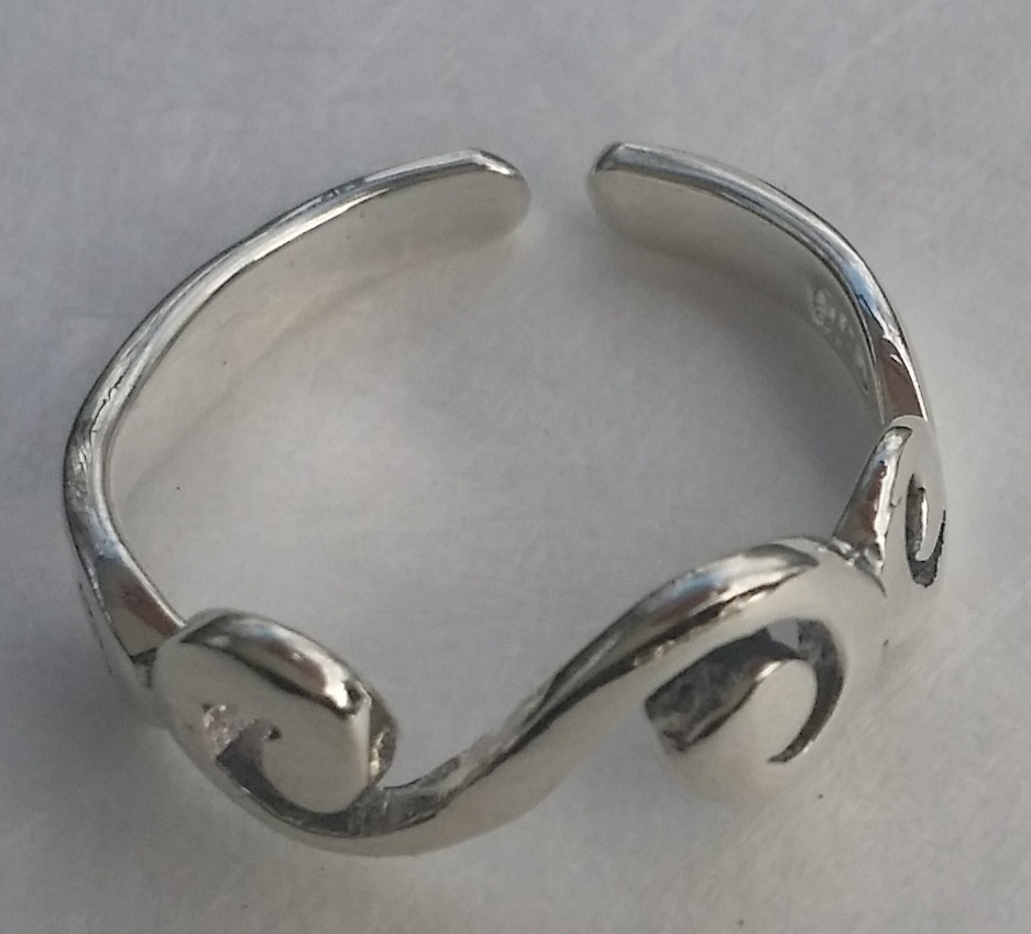 Solid Sterling Silver 925 Toe Ring Swirl Adjustable