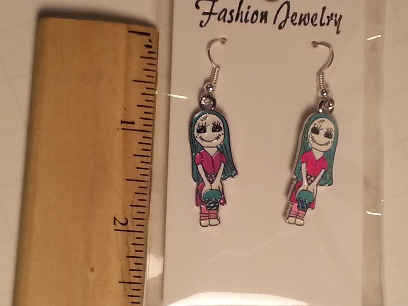 Blue-Green & Pink Nightmare Before Christmas Sally Earrings -Fashion Jewelry