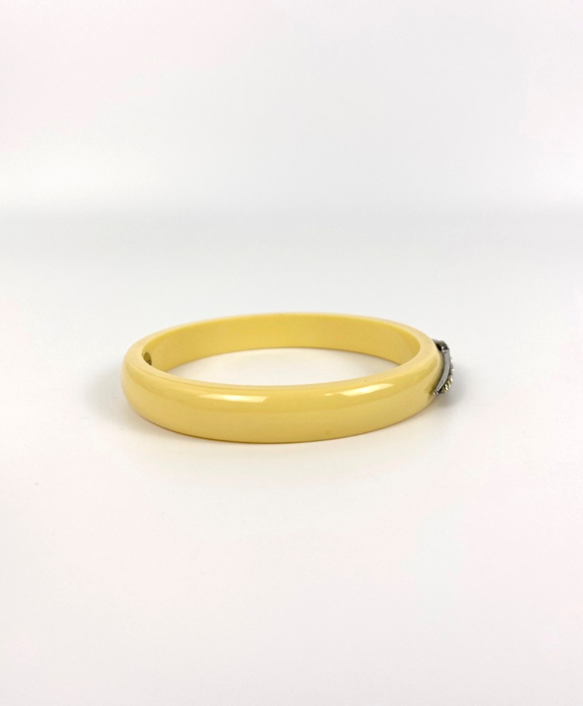 Lulu Frost J. Crew Art Deco Bracelet Bangle Ivory Resin Pave Rhinestone Crystal