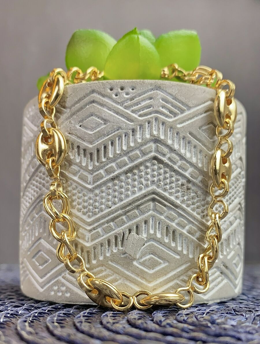 Anchor Mariner Link Bracelet for Women Gold Filled 7.75″ Elegant Fashion Jewelry
