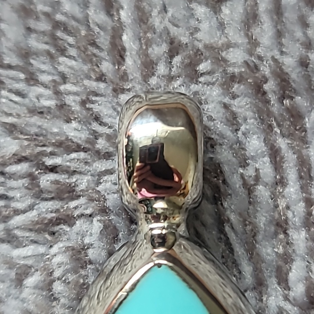 ATI Mexico 925 Sterling Silver Turquoise Teardrop Pendant – Stamped No Chain