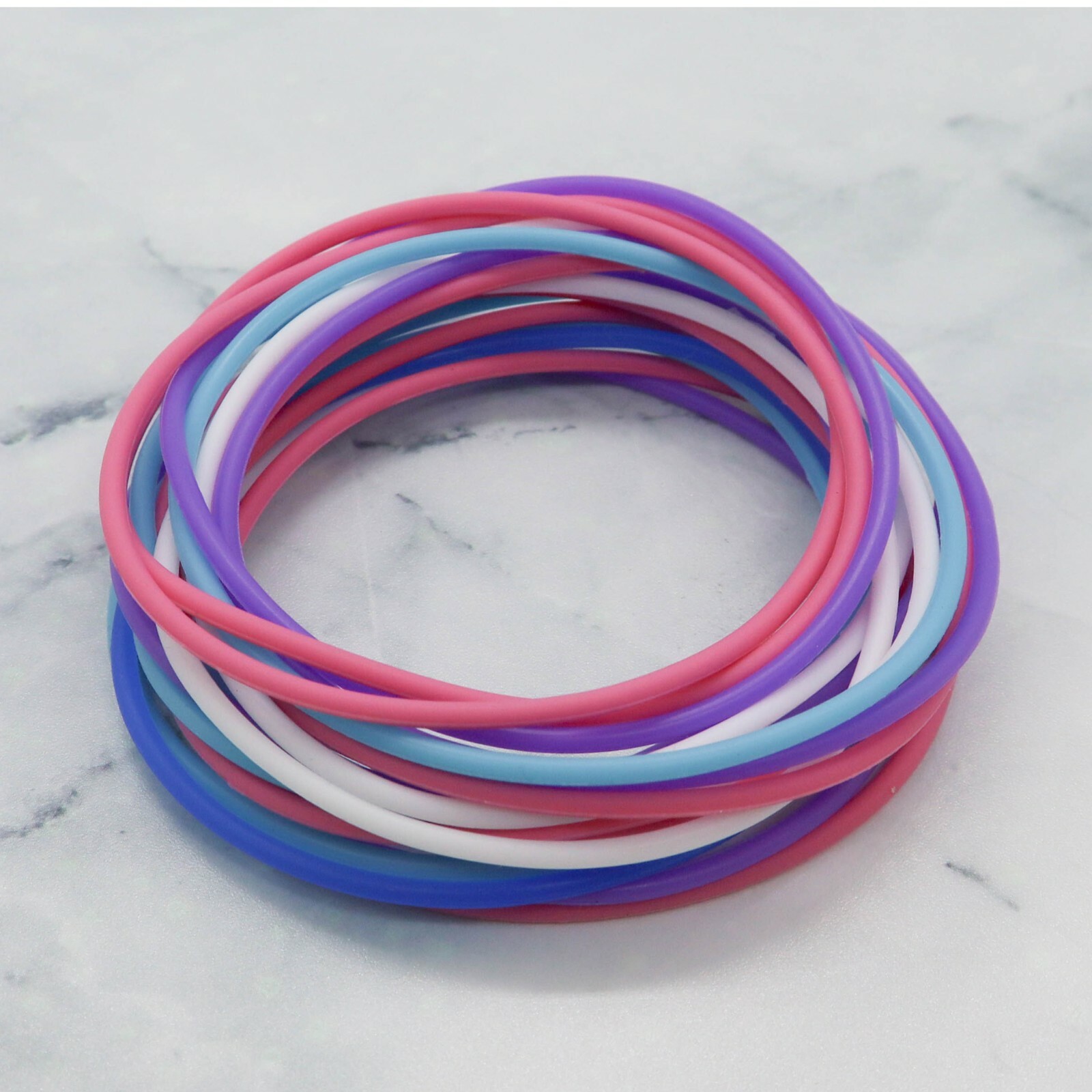 72 PCS Silicone Jelly Bracelets for Girls & Women, Stretch Hair Ties in 5 colors